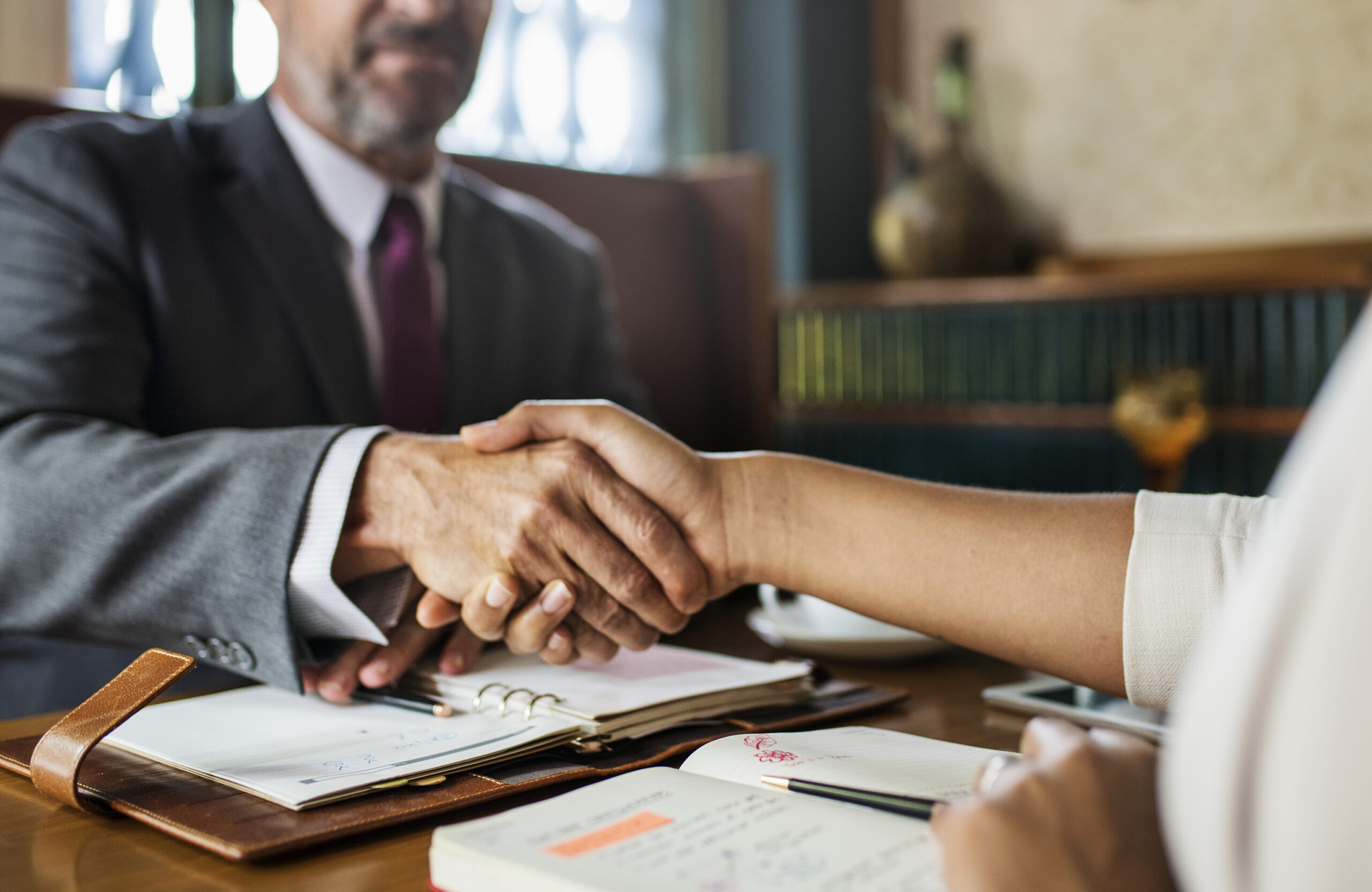 Lawyer shake hands